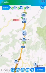 Marcador de rutas online con información de carreteras.