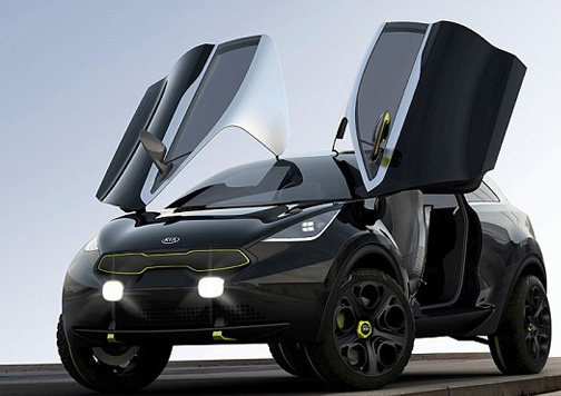 El concept car Kia Niro, con su parrilla morro de tigre. Foto: Kia.