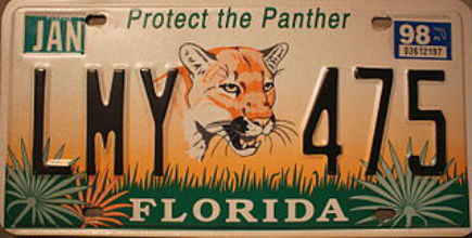 Matrícula Florida - Protect the panther